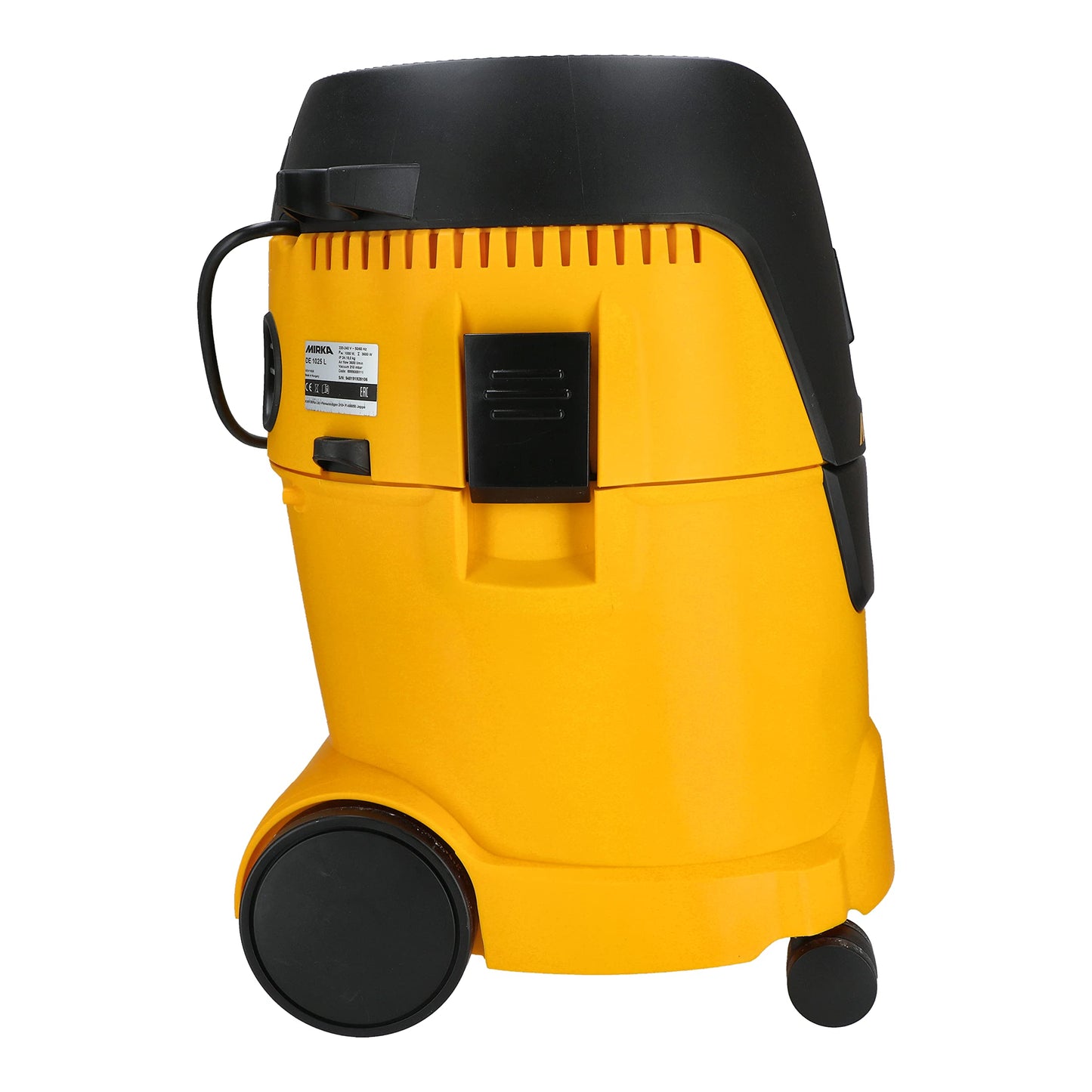 MIRKA Industriestaubsauger 25L – Nass-/Trockensauger, 1000 W, mit Absaugschlauch, Schleifmaschinen-Adapter & Düsenset, Schwarz/Gelb